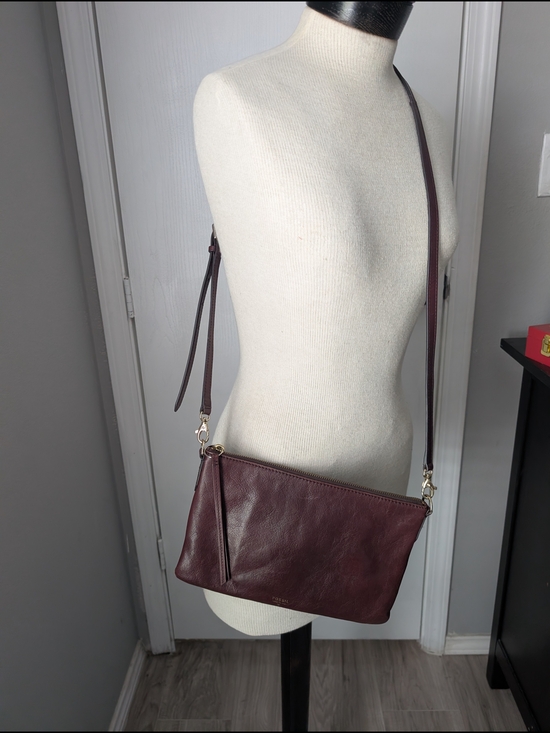 Fossil Handbags - Fossil Burgundy Leather Crossbody Bag with Gold Hardware
